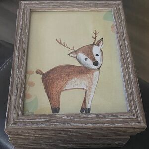 Set of 6 faux wood frames. With rustic animals for nursery